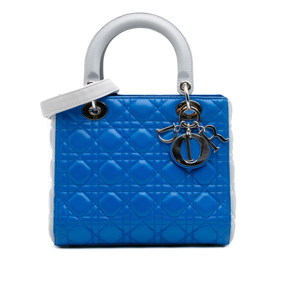 Pre-Loved Dior Medium Bicolor Lambskin Cannage Lady Dior - Picture 1 of 11